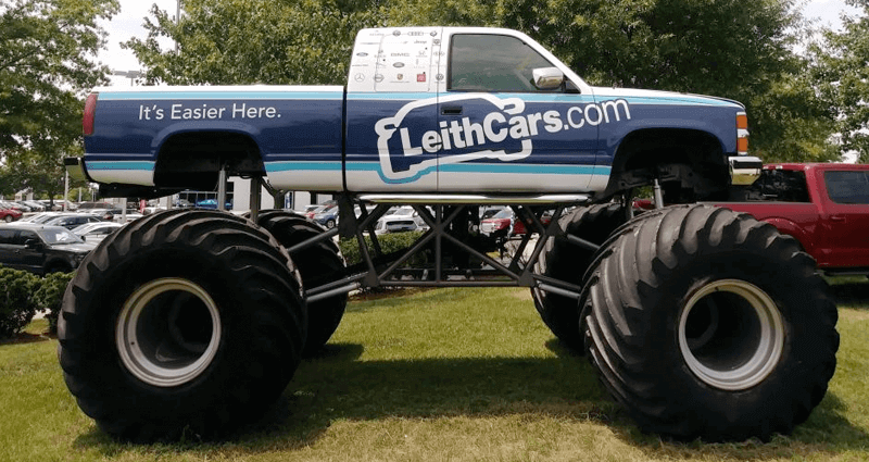 A Twelve Foot Tall Monster Truck + Friday Night Racing = LeithCars.com Night at Wake County Speedway 
