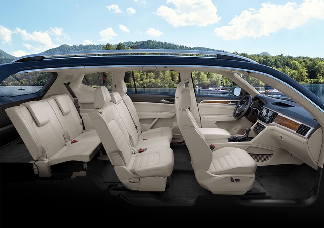 This is how Volkswagen does BIG! Atlas, with three rows, room for 7 passengers and up to 17-cup holders!