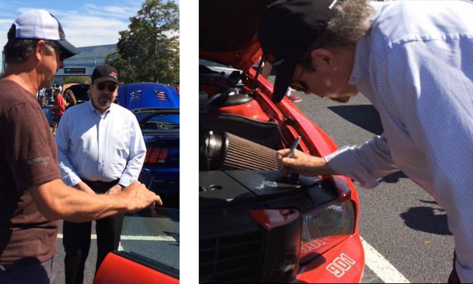 When you own a supercharged Saleen Mustang and Steve Saleen drops by, you let him sign your car!