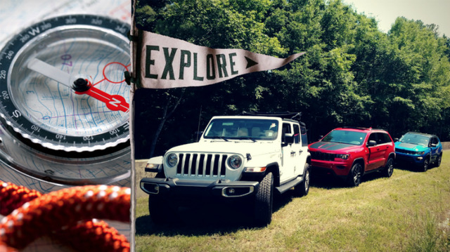 Preparing to hit the trail. Pictured (L-R) –Jeep Wrangler, Jeep Grand Cherokee, and Jeep Compass.